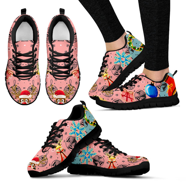 Pink Christmas Sneakers Black