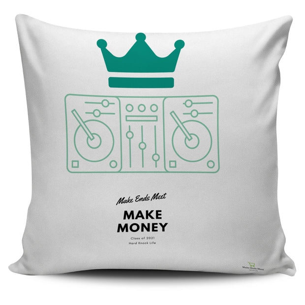 King Dj  green on white Pillow Cover