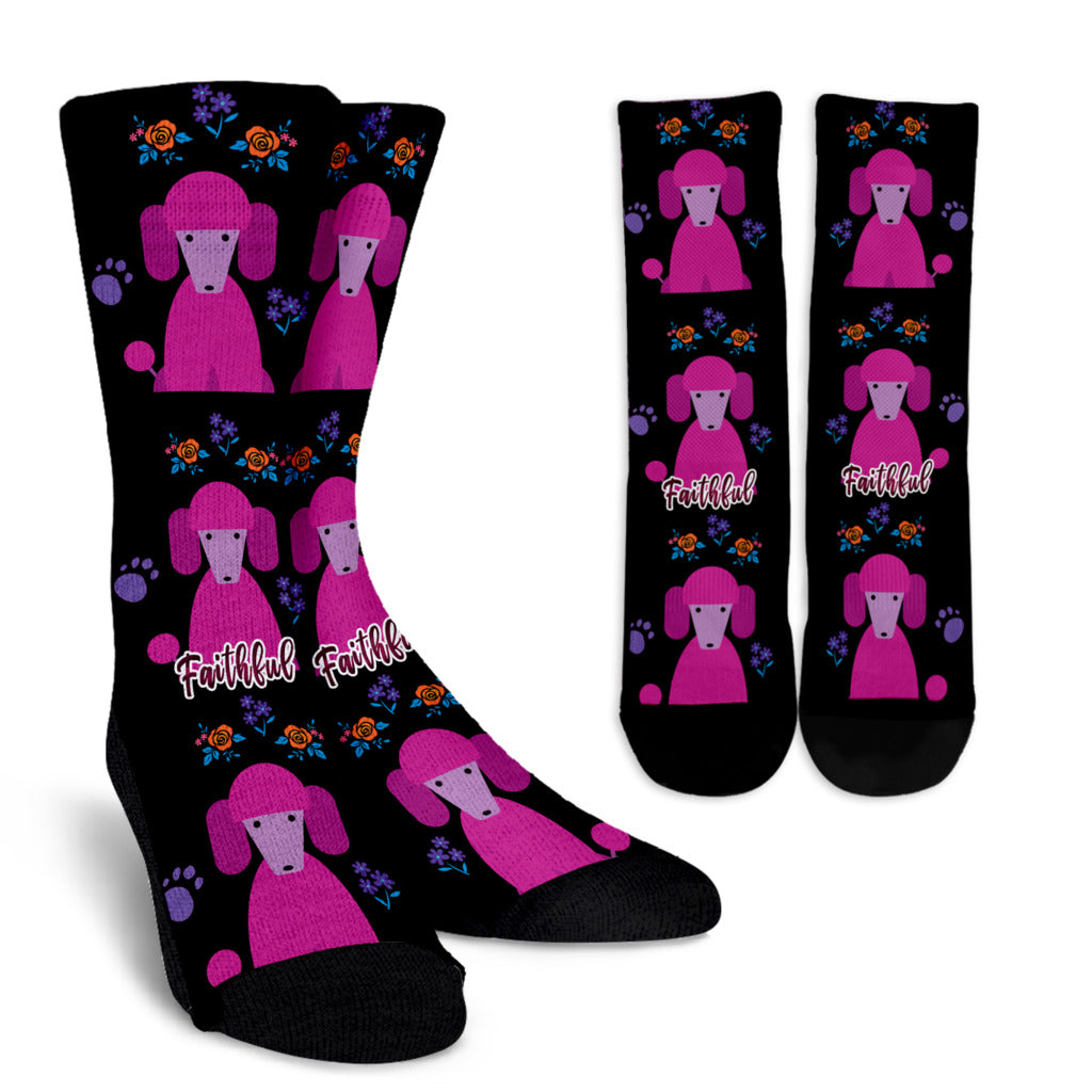 Faithful Poodles Socks for Poodle Dog Lovers Pink