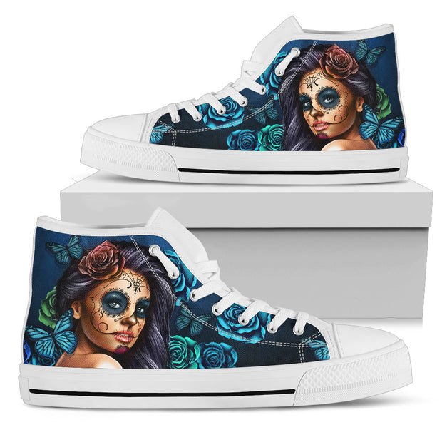 Women's High Tops Calavera Turquoise (White Soles)