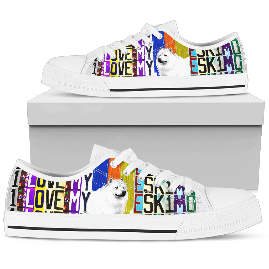 Women's Low Top Canvas Shoes For American Eskimo Lovers