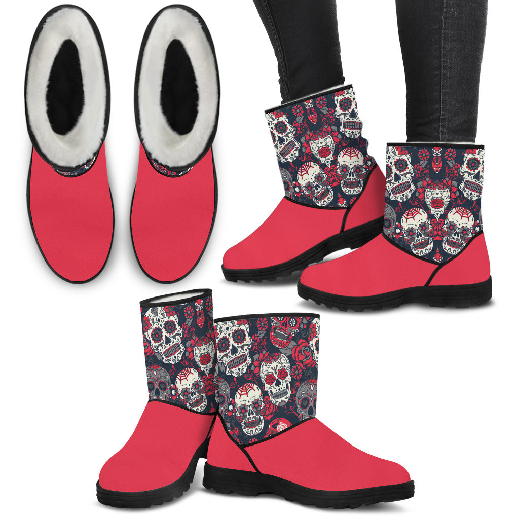Sugar Skull Red Print Boots