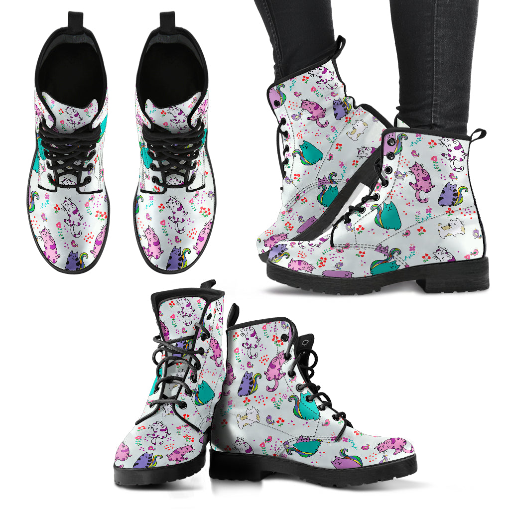 Cute Cat Boots Women's Leather Boots