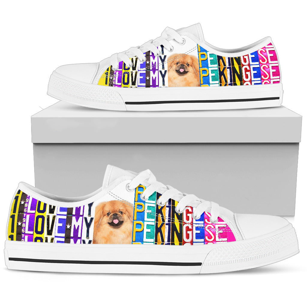 Women's Low Top Canvas Shoes For Pekingese Lovers