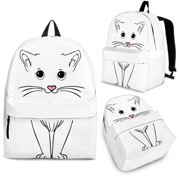 White Cute Cat Backpack