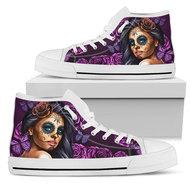 Women's High Tops Calavera Violet (White Soles)