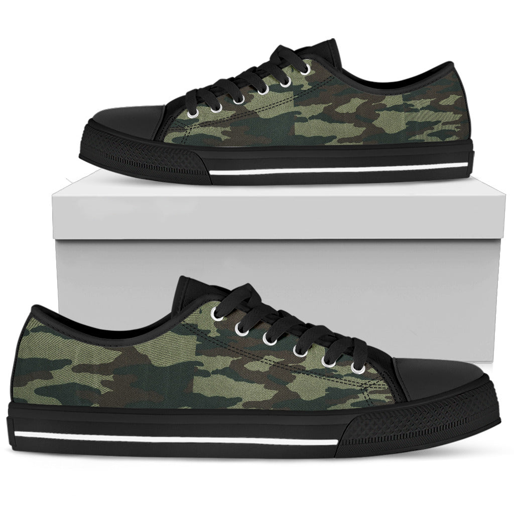 Black and Green Camouflage low tops