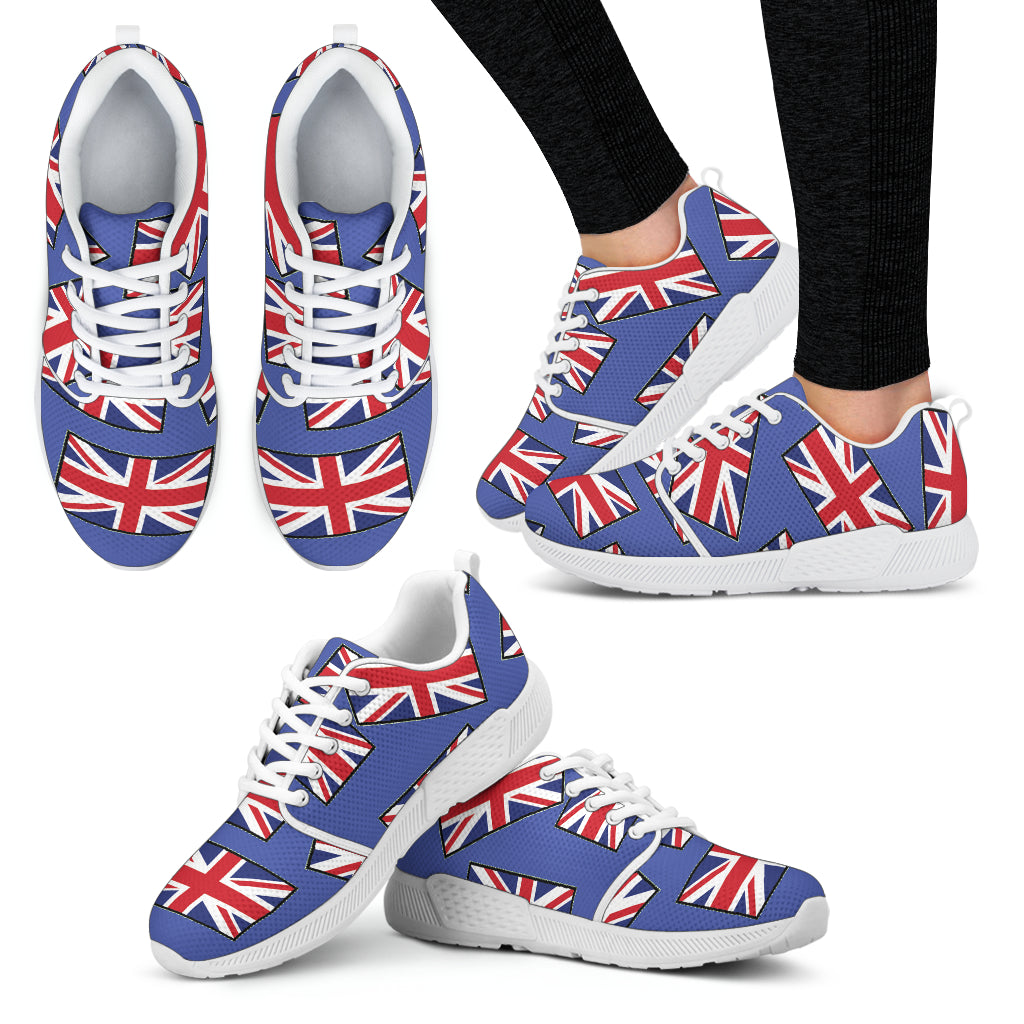GREAT BRITAIN'S PRIDE! GREAT BRITAIN'S FLAGSHOE - Women's Athletic Sneaker (blue bg - white lace)