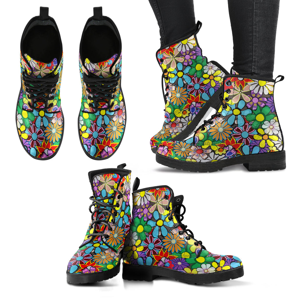 Handcrafted Colorful Flower Boho Boots