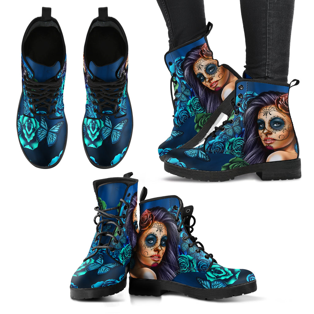 Women's Leather Boots Calavera (Turquoise)