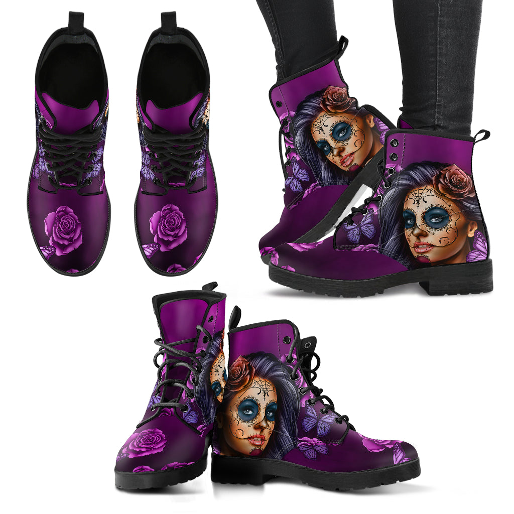 Women's Leather Boots Calavera (Violet)