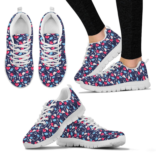 Nurse Pink Heart Women's Sneakers