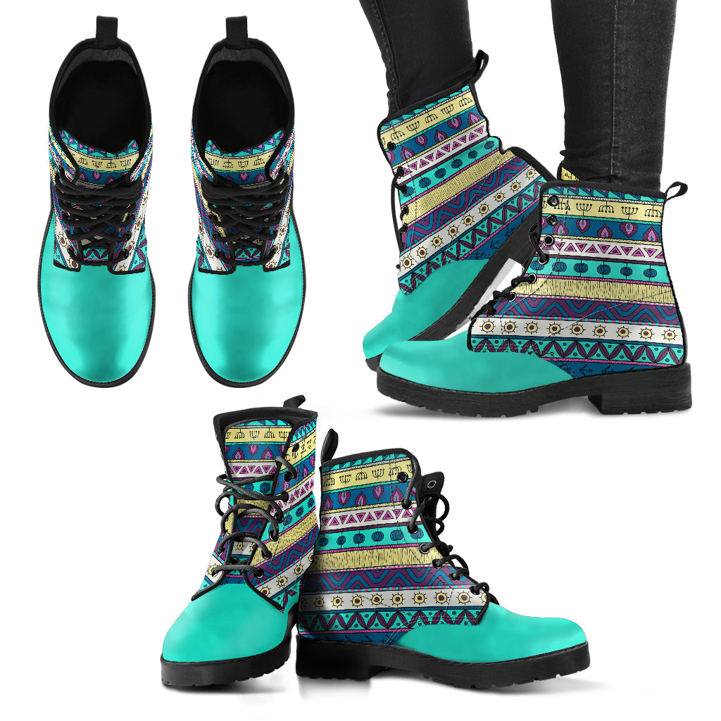 Handcrafted Turquoise Blue Tribal Boots