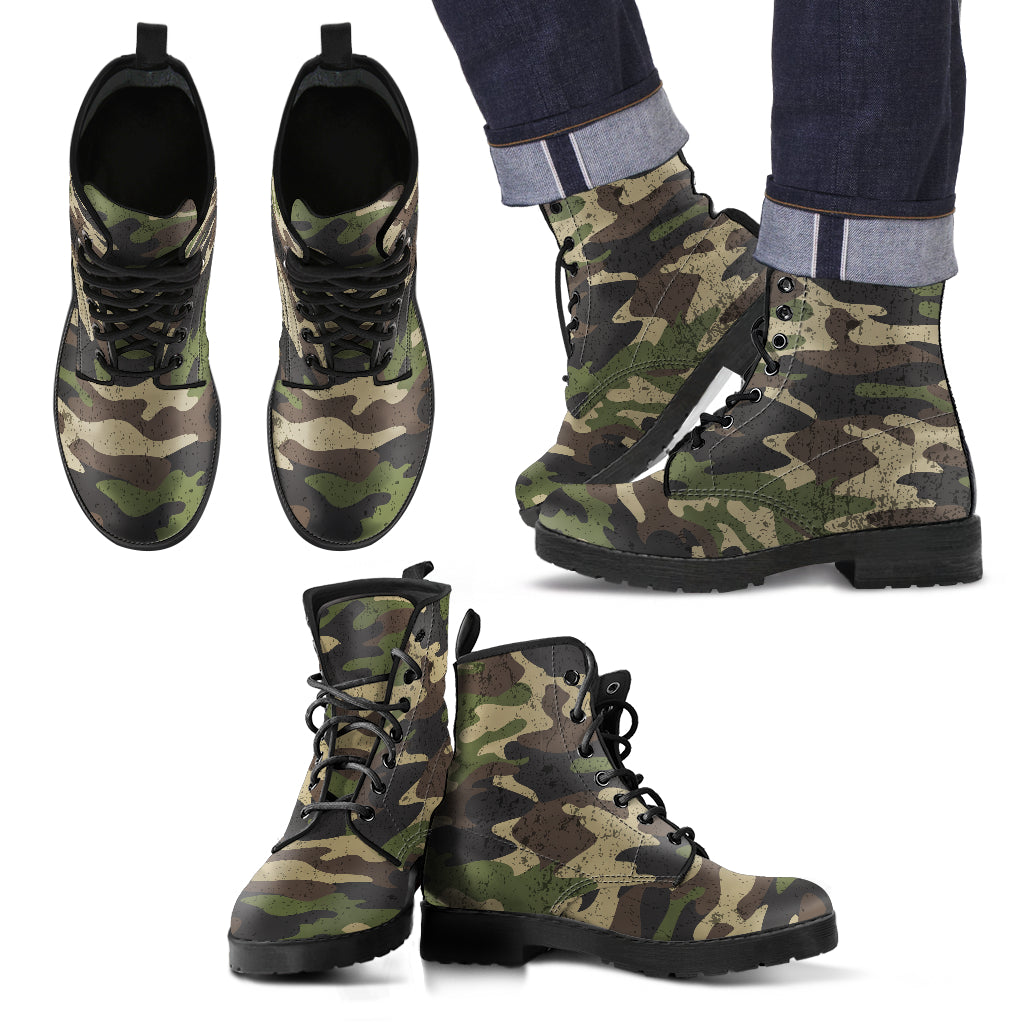 Camouflage Leather Boots