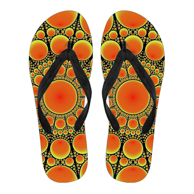 Neon Orange Sun Men's Flip Flops