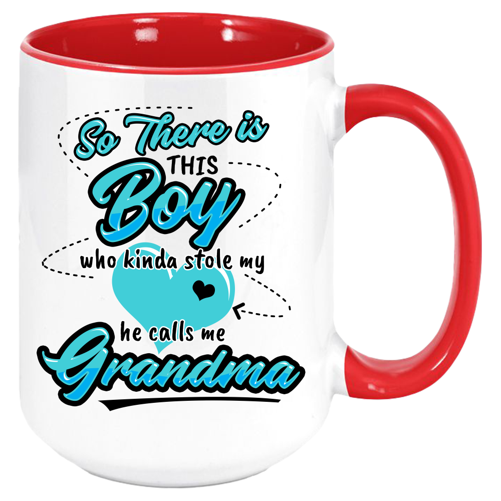 Boy Stole My Heart Coffee Mug, White with Colored Inside and Handle