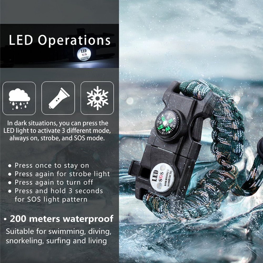 Multifunctional Laser Flashlight Bracelet Outdoor 7 in 1
