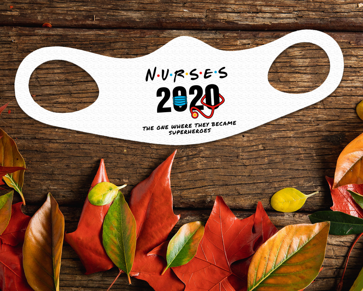 Nurses 2020 Face Mask Fitted Sublimation All Over Print - White