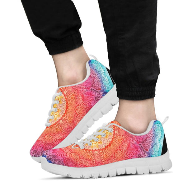 White Mandala Rainbow Unisex Sneaker Shoes