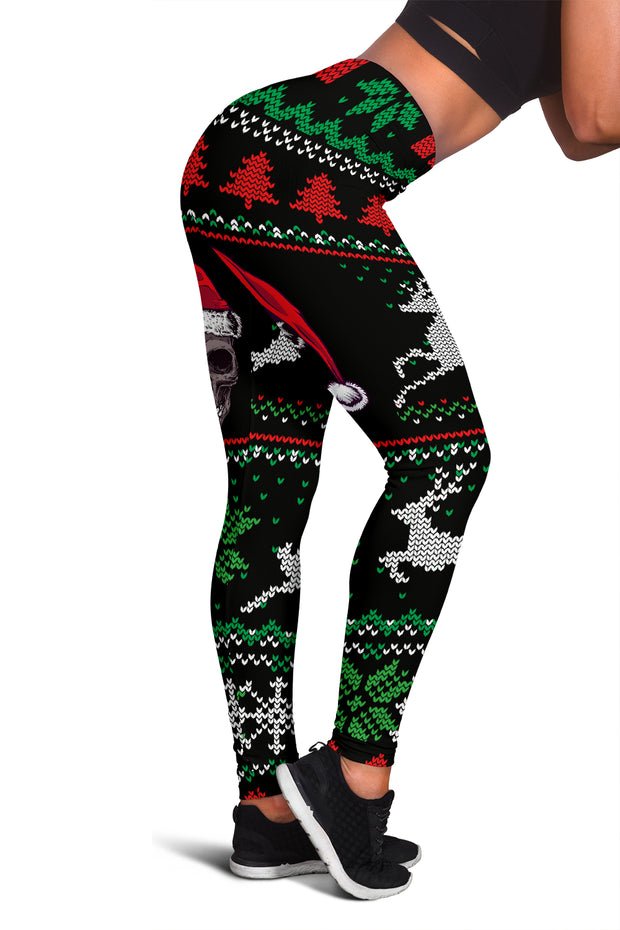 Ugly Christmas Santa Skull Leggings