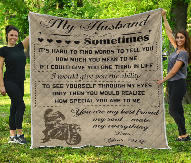 To My Husband Premium Quilt