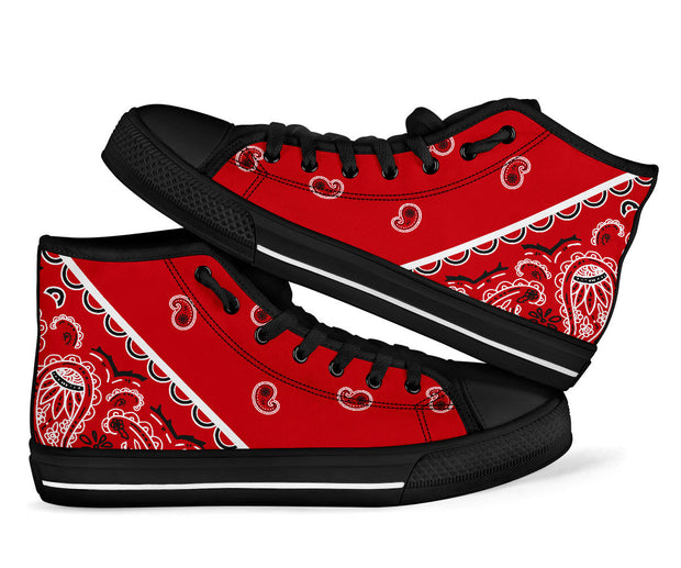 No Box Classic Red Bandana High Top Sneakers