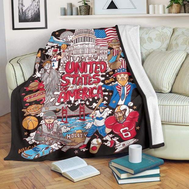 Welcome To United States Of America Premium Blanket, Cool Cartoon Travel Gift