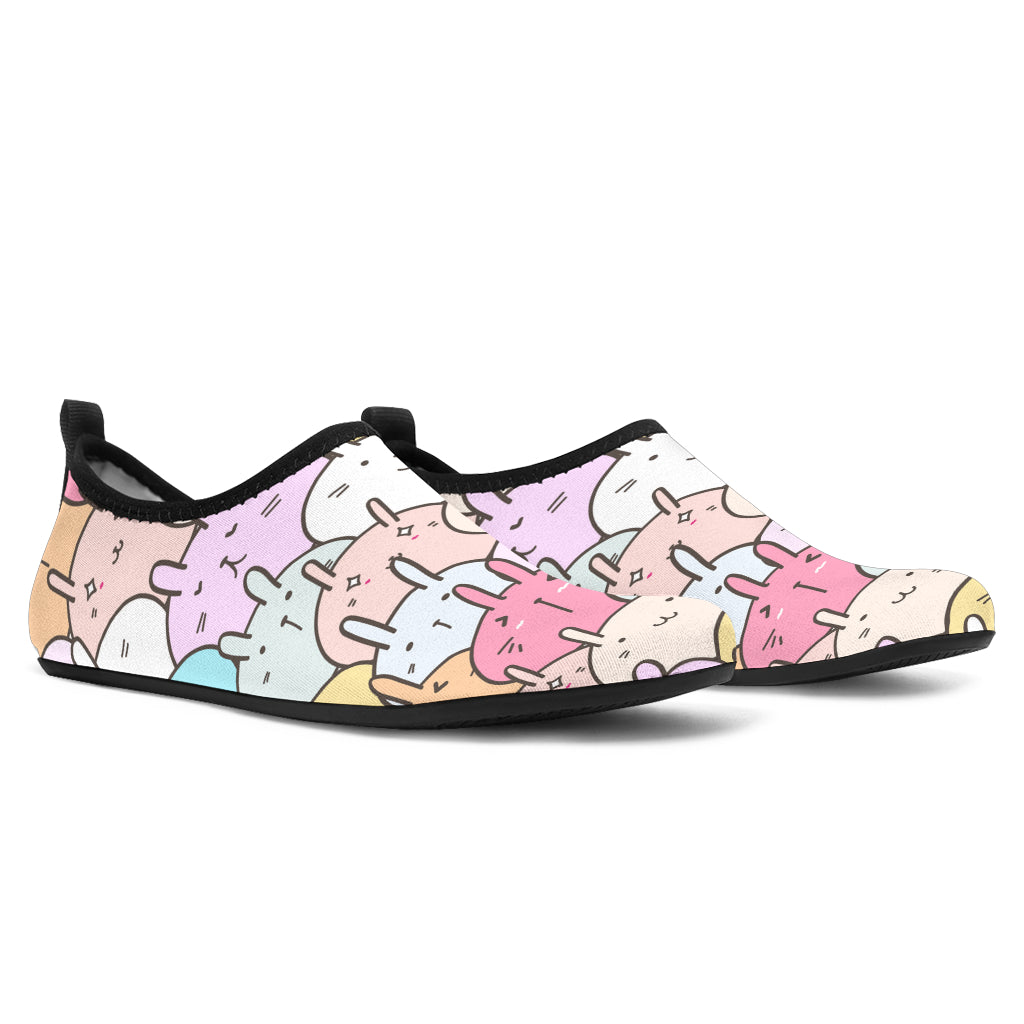 Pastel Doodle Rabbits Beach Shoes