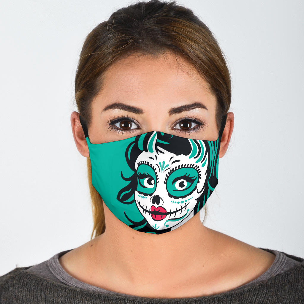 Adjustable Calavera Face Mask with 5 Layer Filters
