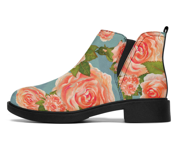 Vintage Floral Blue - Suede Boots