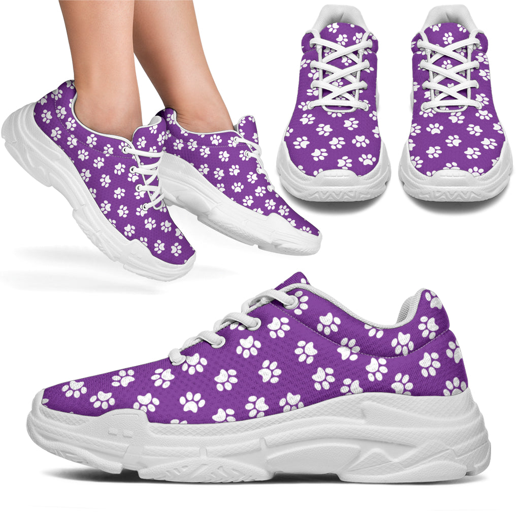 Paw Print Purple Chunky Sneakers (White)