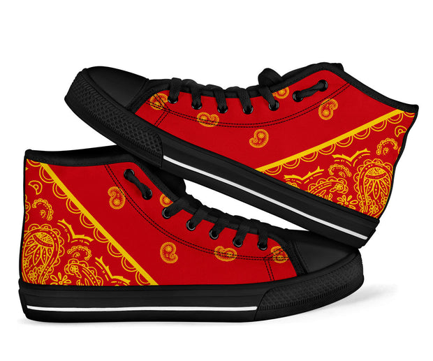 No Box Red and God Bandana High Top Sneakers