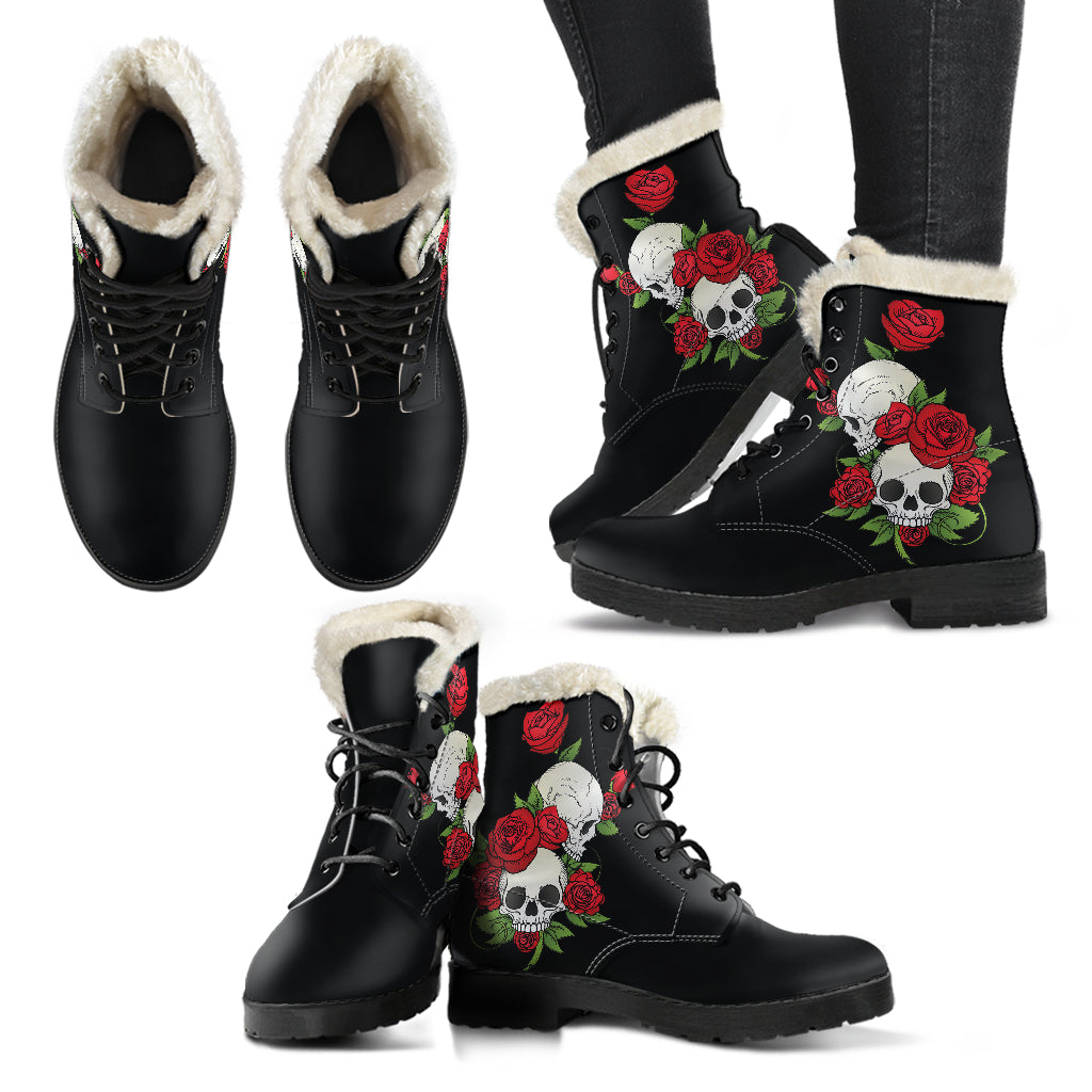 Skulls and roses Women's Fur Boots