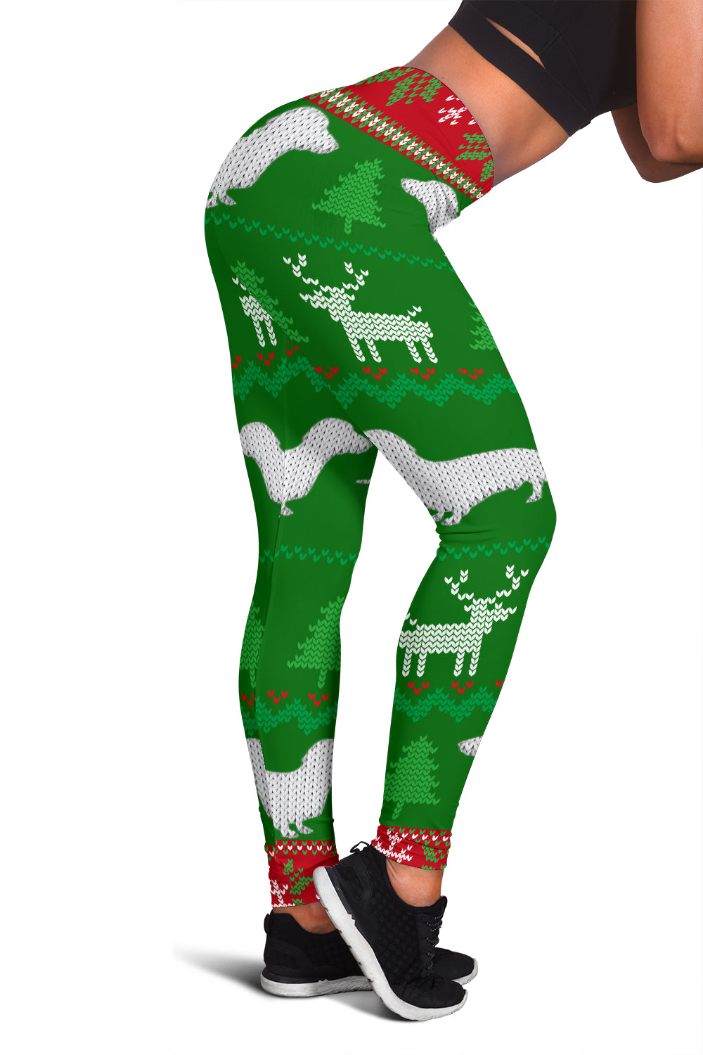 Ugly Christmas Sweater Leggings With Dachshunds