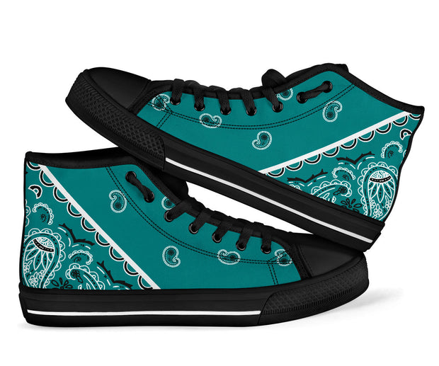 No Box Teal Bandana High Top Sneakers