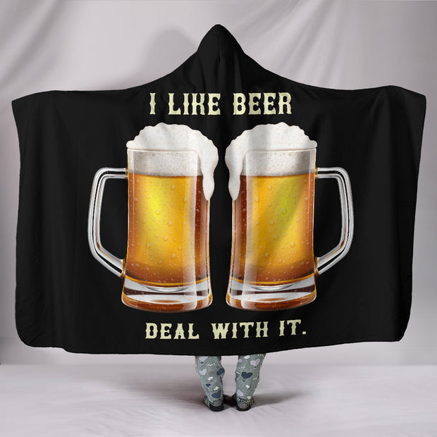 I Like Beer Deal With It Hooded Blanket