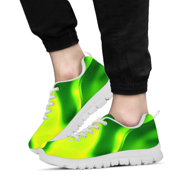 White Neon Green Swirl Festival Sneaker Shoes