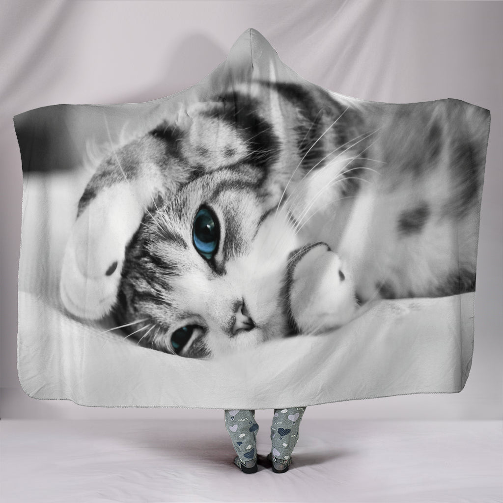 Simply Cat Lovers Plush Lined Wearable Hooded Blanket