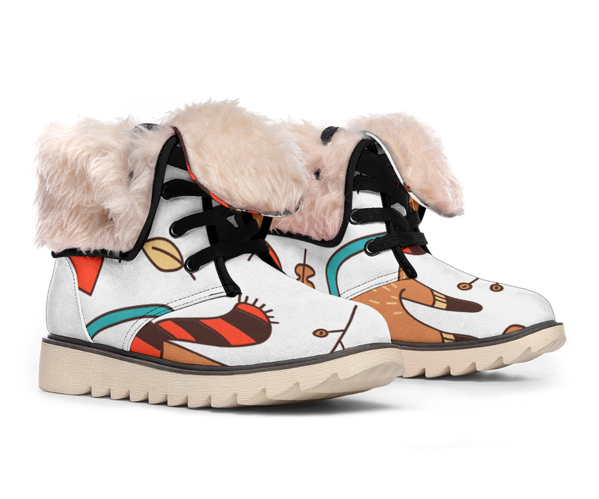 Cute Foxes Design Polar Boots