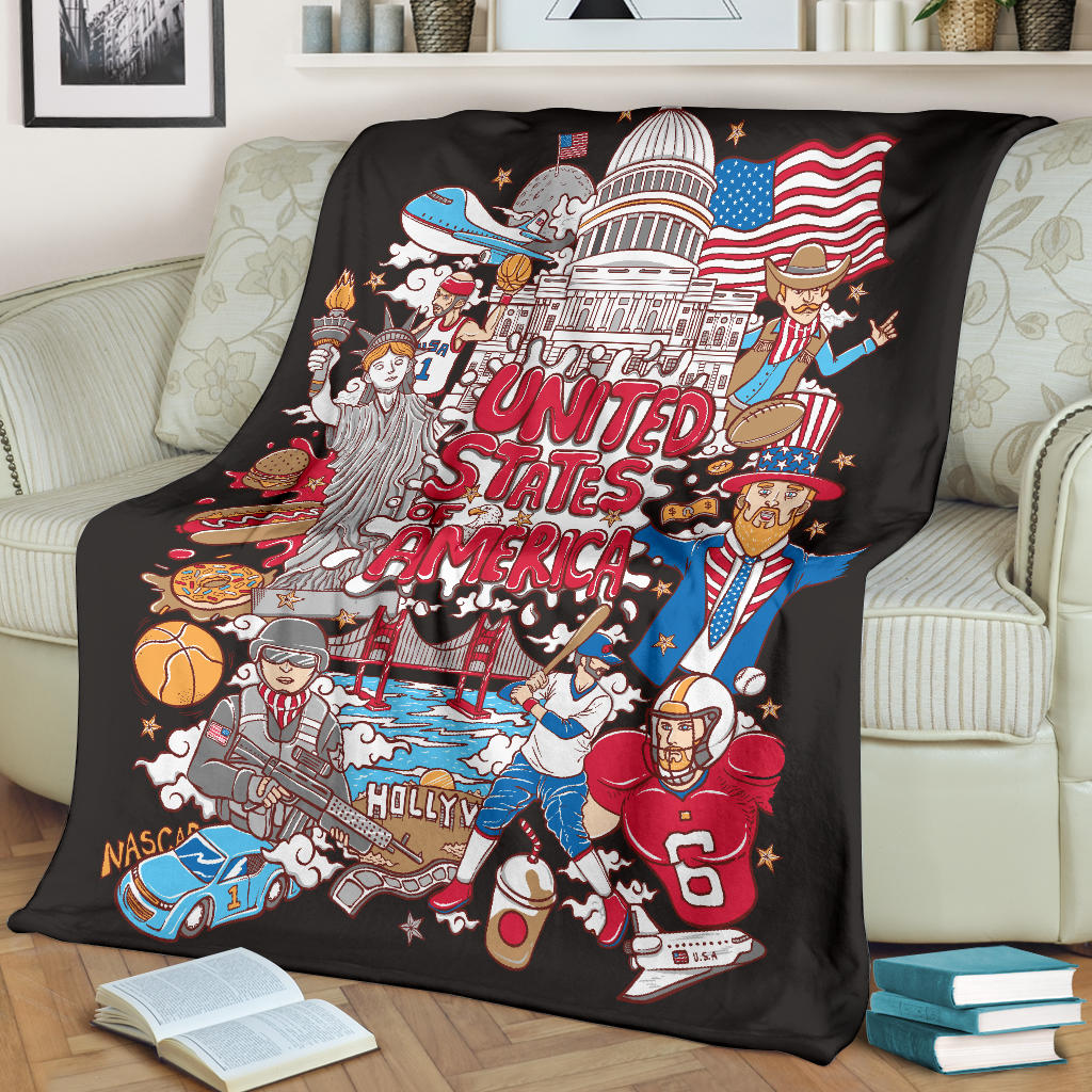 Welcome To United States Of America Premium Blanket, Cool Cartoon Travel Gift