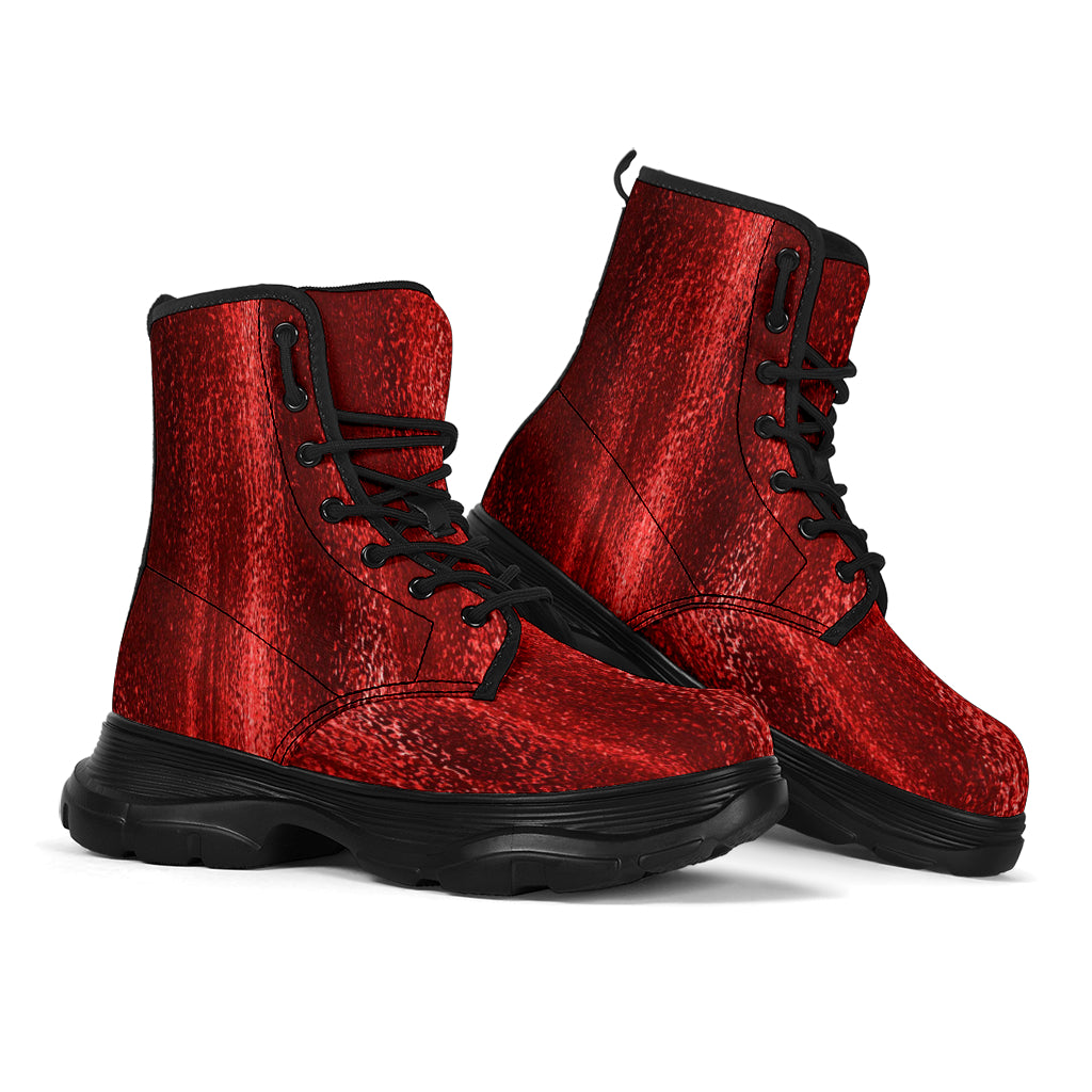 Vibrant Red Chunky Boots