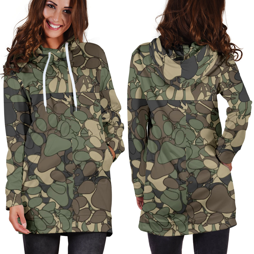 Women's camouflage paw prints hoodie dress