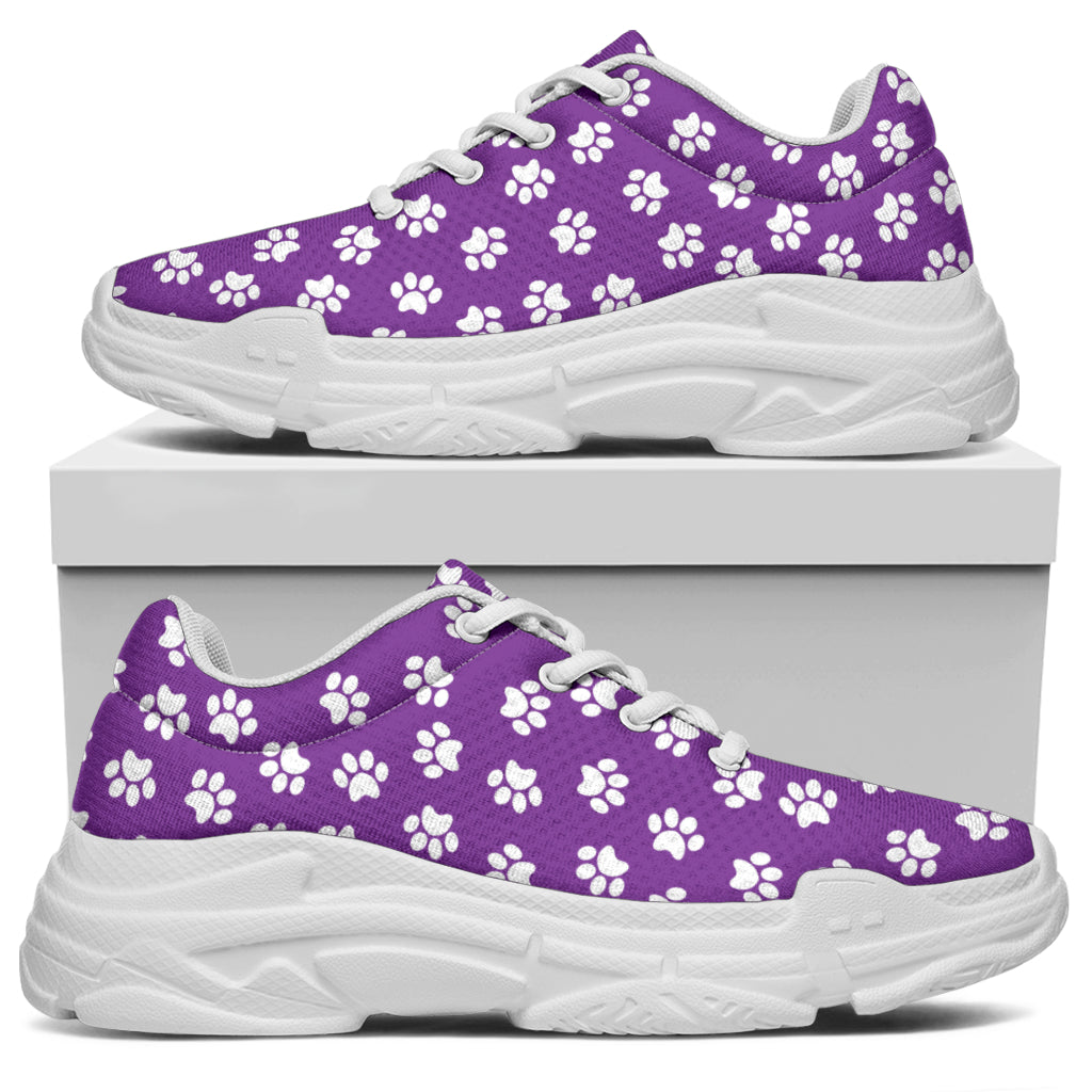 Paw Print Purple Chunky Sneakers (White)