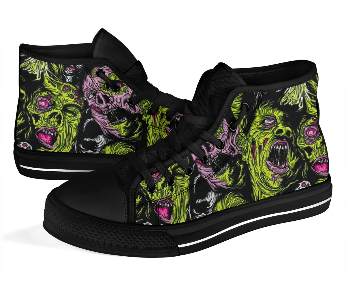 Zombies Cartoon Design High Top Sneaker Custom Shoes with Black Soles