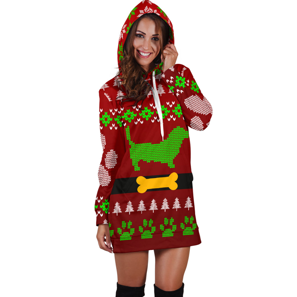 Dachshund Ugly Christmas Hoodie Dress