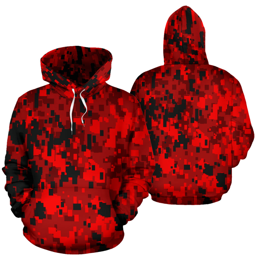 Digital Camouflage Red All-Over Print Hoodie
