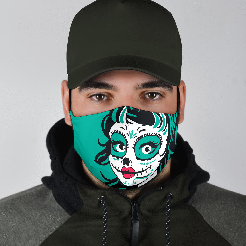 Adjustable Calavera Face Mask with 5 Layer Filters
