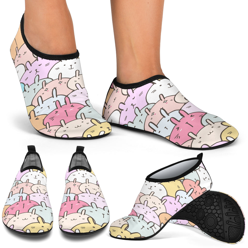 Pastel Doodle Rabbits Beach Shoes