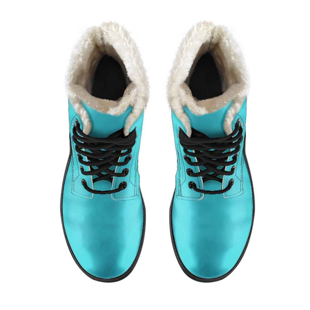Dark TurquoiseÂ - Faux Fur Leather Boots