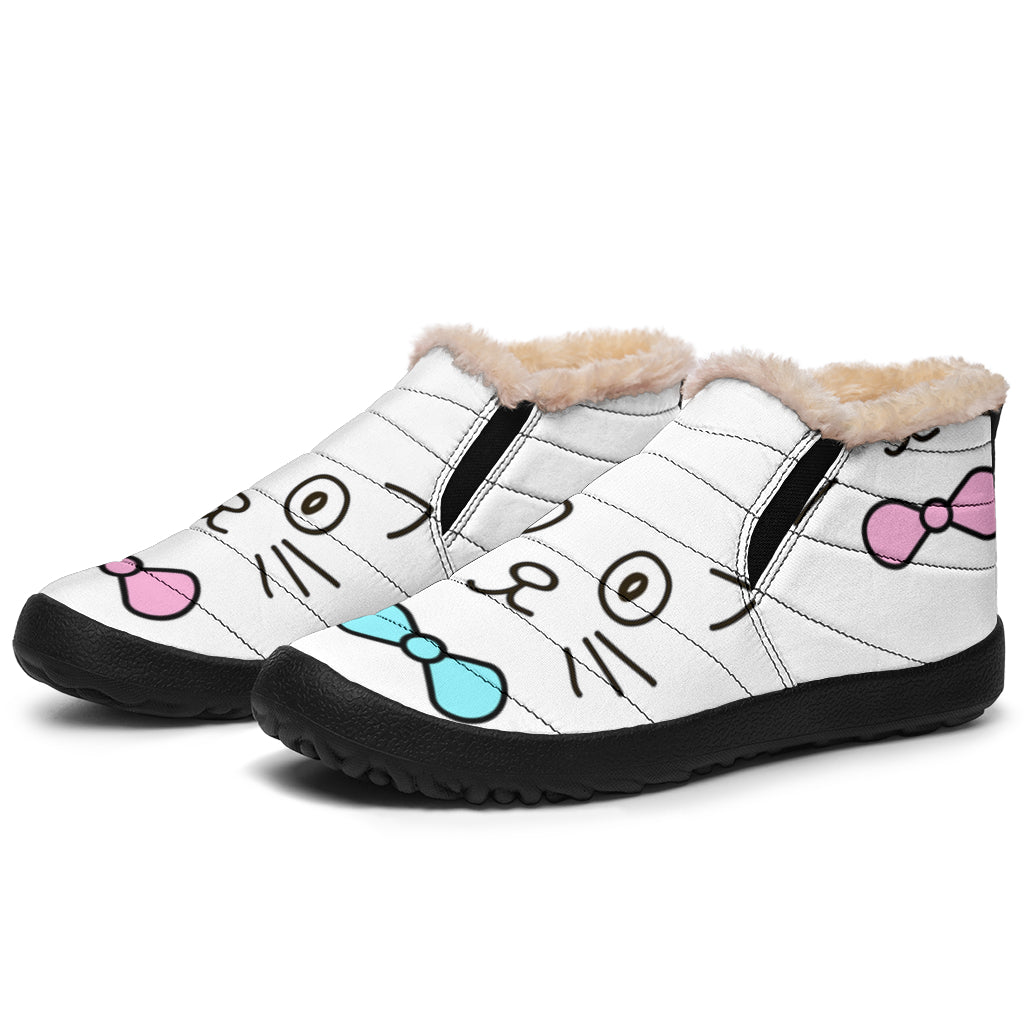Pink & Blue Cat face Winter Trainer Boots